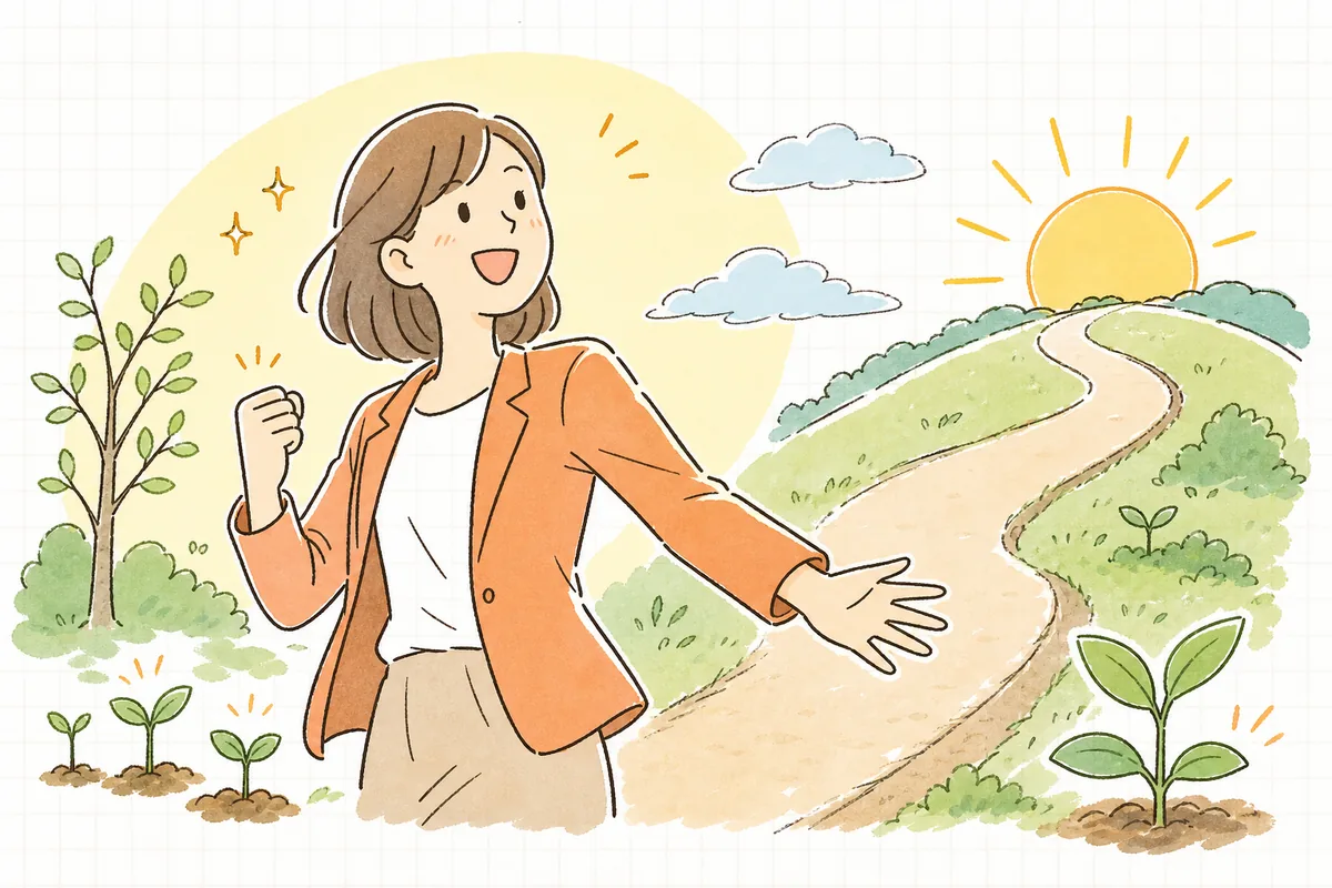 A/Bテストで効果を確かめられ、自信を持って次の改善へ踏み出すEC担当者の明るい情景