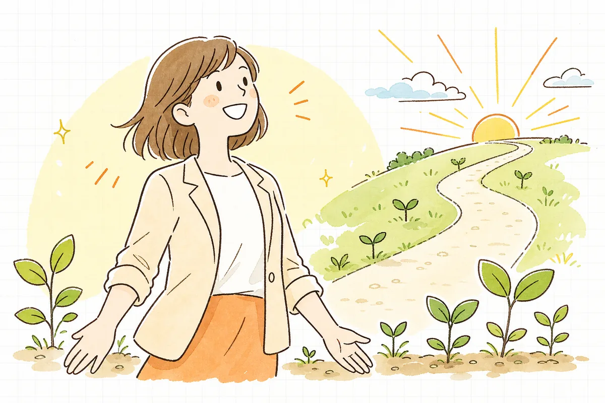 記事づくりの流れが整い、更新を前向きに続けられる手応えを感じて明るい表情の担当者