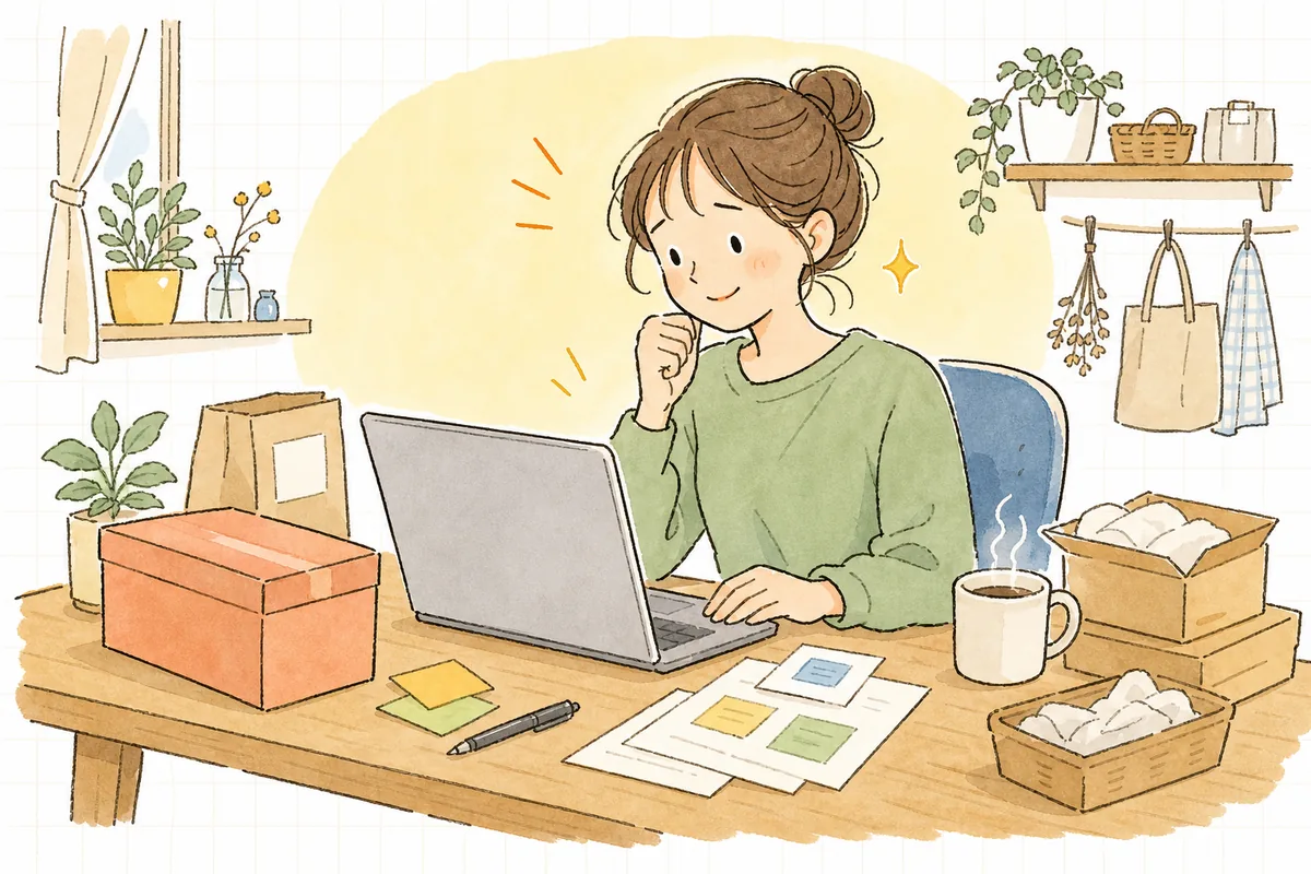 溜まった問い合わせメールに向き合いながら、AIを相棒に少し表情がやわらいで返信を書き始めるEC担当者