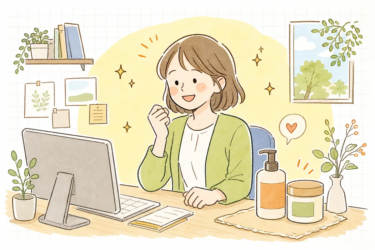 おすすめした関連商品が一緒に売れて、うれしそうに注文画面を見つめるECショップ担当者