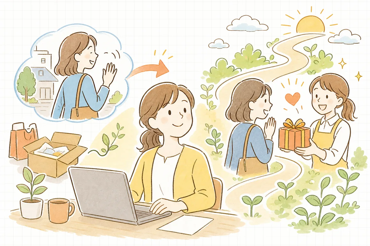 誕生日クーポンをきっかけに再び買い物に来てくれたお客さんとの関係が続いていくことを喜ぶEC担当者