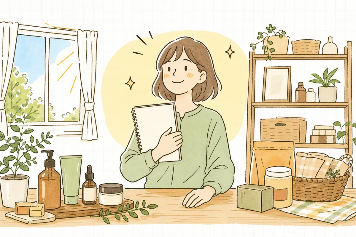 書き上げたブランドストーリーを手に、晴れやかな表情で前を向くEC担当者の明るい様子