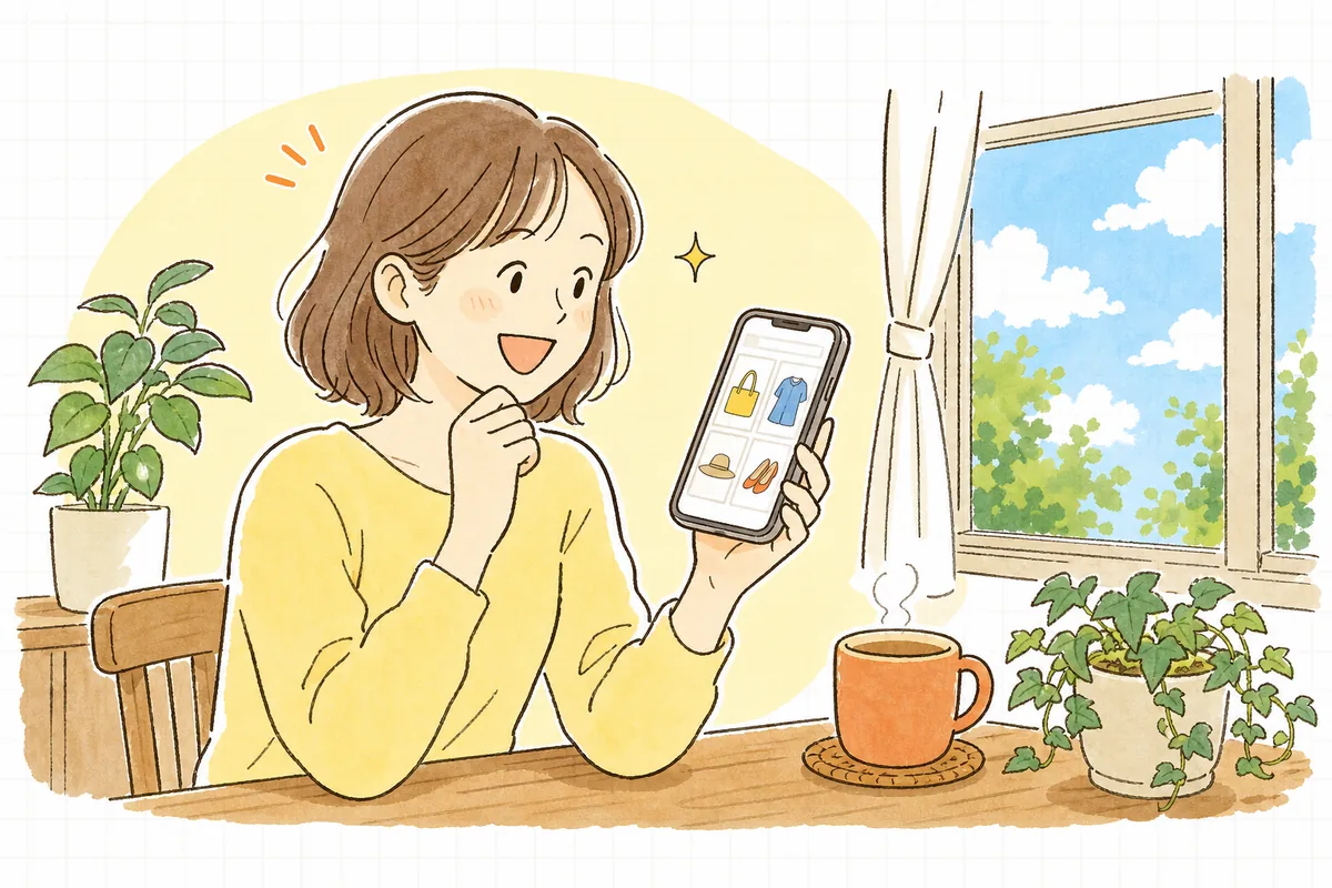 ネットショップの一覧が見やすくなり、お客さんが気持ちよく商品を選べている明るい様子