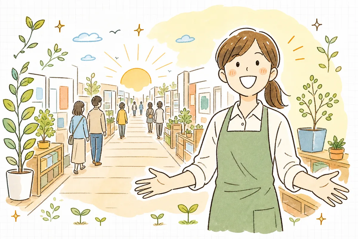 帰っていたお客さんが商品ページの奥まで進んでくれるようになり、手応えを感じて明るい表情で前を向くEC担当者