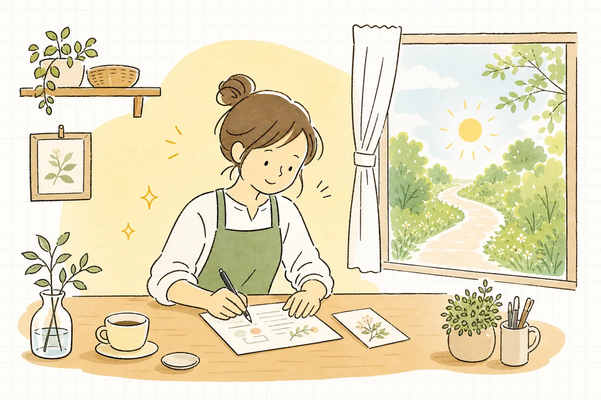 一部の仕事を任せて身軽になった店主が、余裕のある表情で企画やお客さんとの向き合いに集中している情景