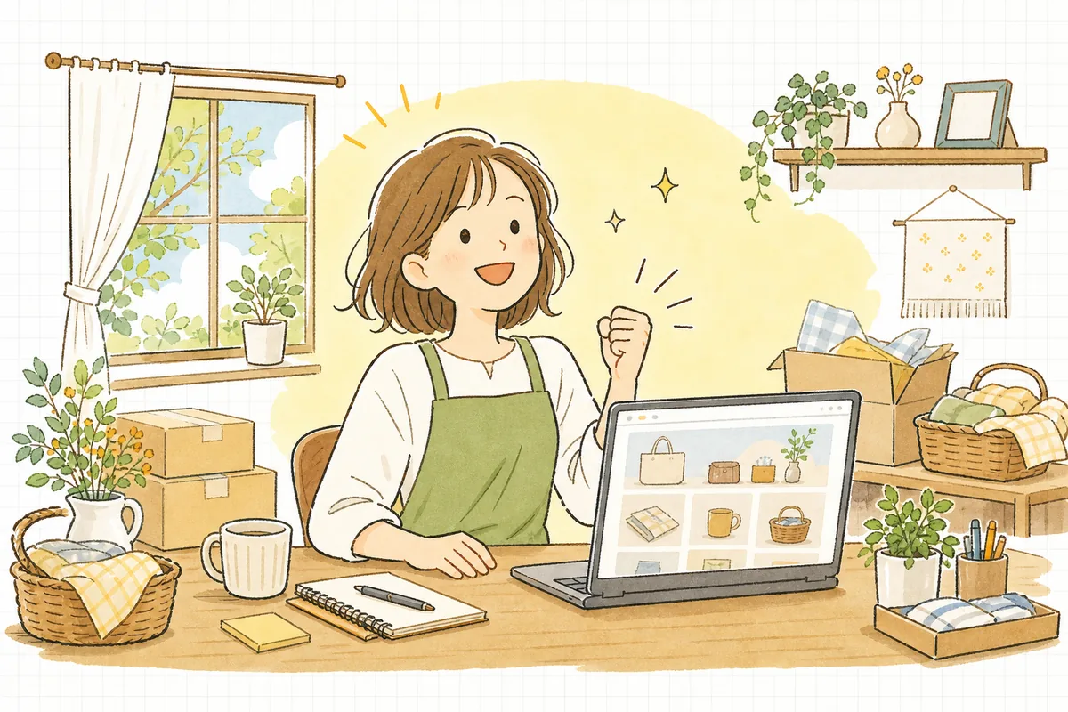 リニューアルをやり遂げ、新しくなったサイトを前に達成感で前を向くEC店主