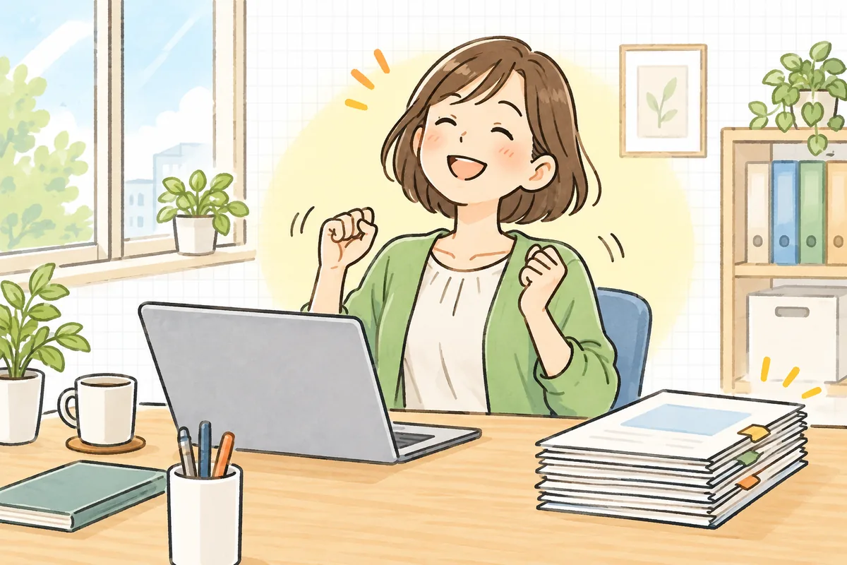 領収書の発行対応を仕組み化し、依頼メールにすぐ返信して肩の力が抜けた表情の小さなお店の担当者