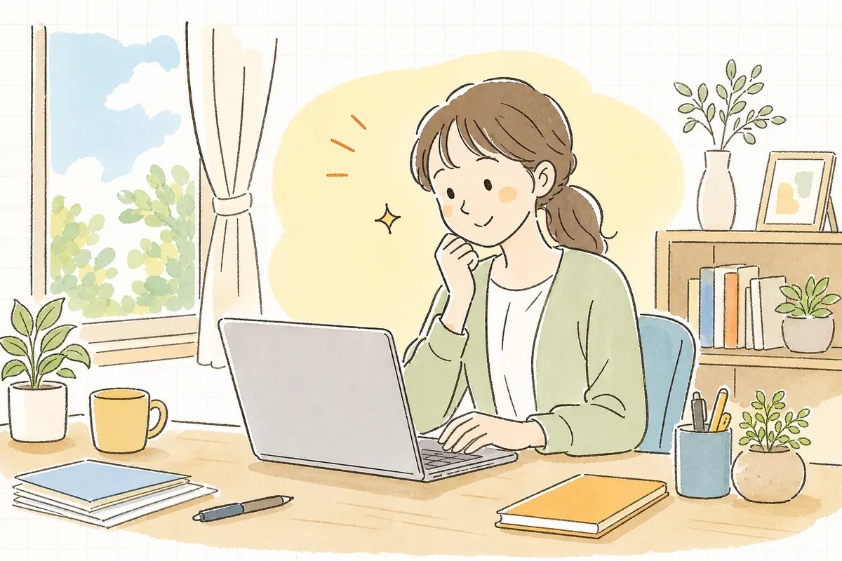 2回目の注文が届き、戻ってきてくれたお客さんの存在に静かな手応えを感じて笑顔になるEC担当者