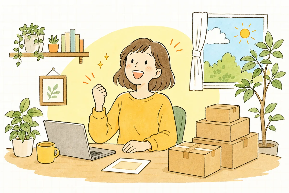 複数の売り場がうまく回りはじめ、手応えを感じて明るい表情のネットショップ担当者