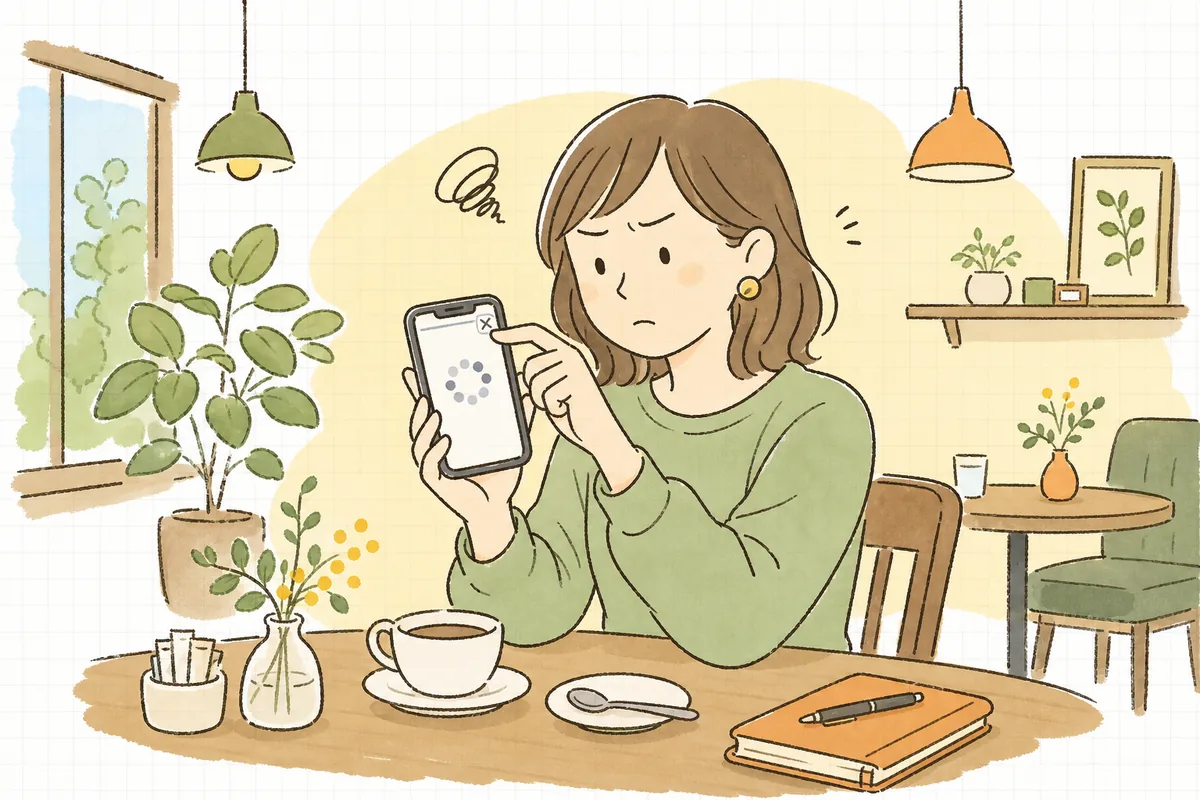 スマホでECサイトの読み込みを待ちきれず画面を閉じようとする人