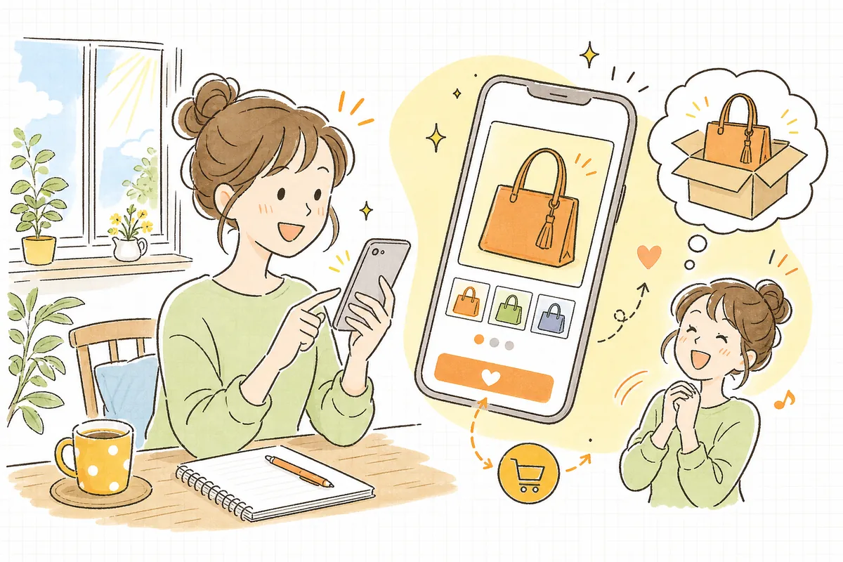 軽くなったECサイトがすっと表示され、買い物を楽しむ人