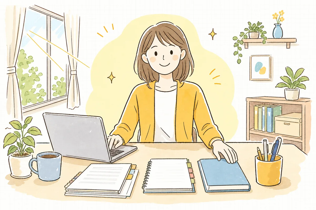 予算を役割ごとに整理し終え、これで迷わず配分できると前向きな表情になったEC担当者