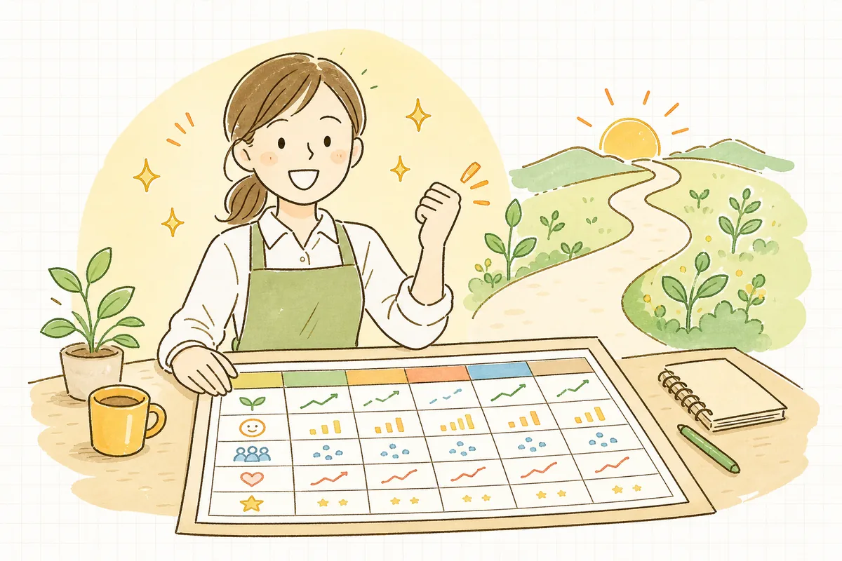 1枚のダッシュボードで店の調子をつかみ、次の一手が見えて明るい表情で前を向くEC担当者