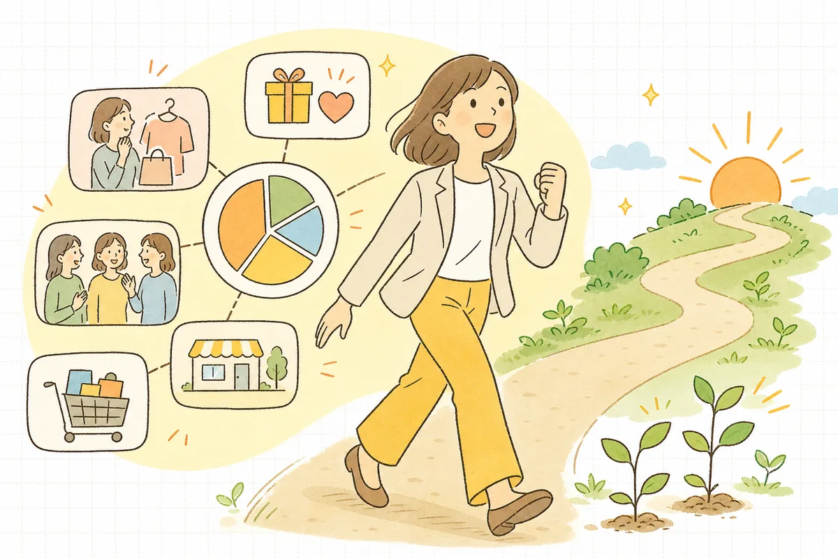 客単価を分解して伸ばす一手が見つかり、明るい表情で前を向くEC担当者