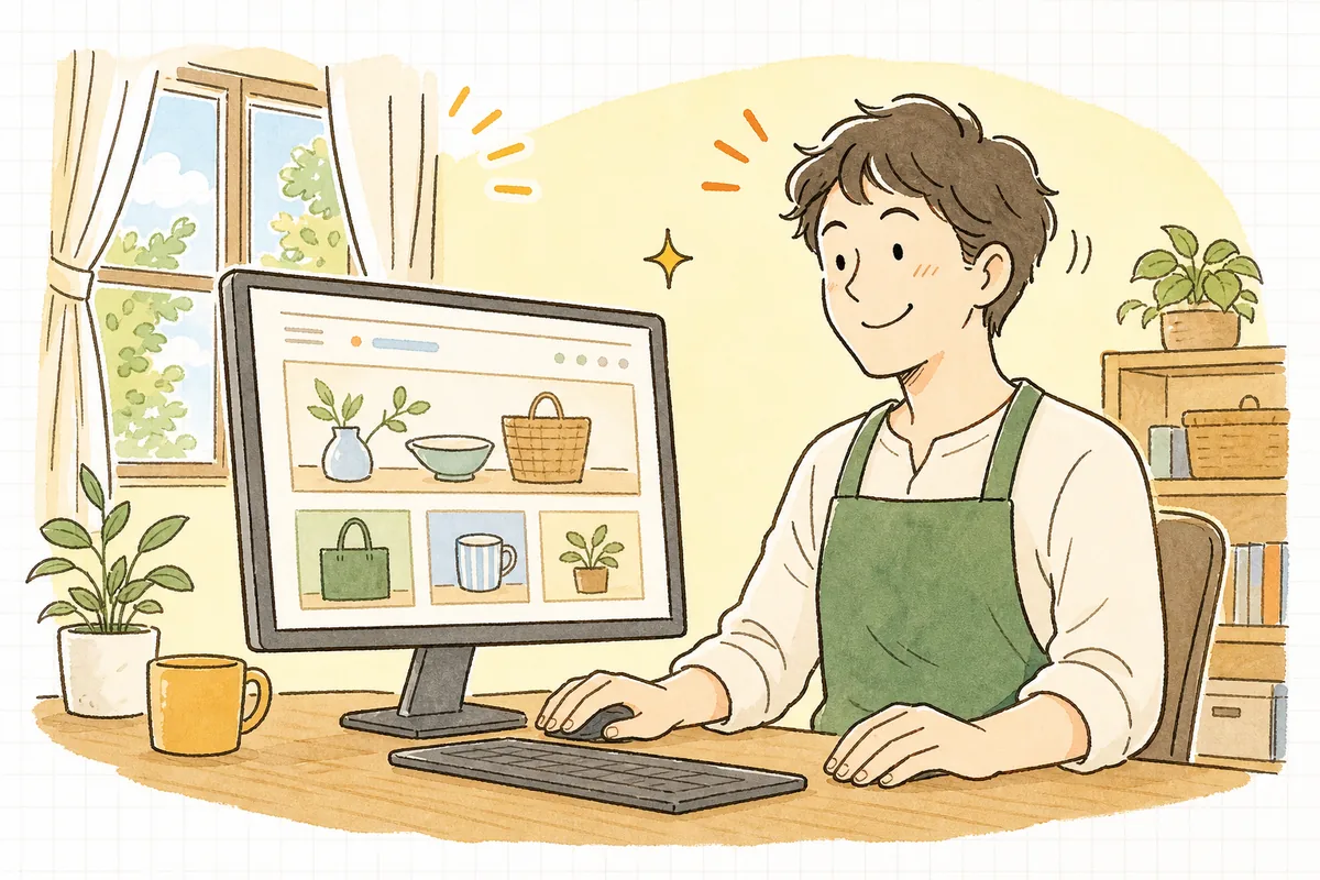 整え直したページを見て手応えを感じ、晴れやかな表情でうなずいている店長