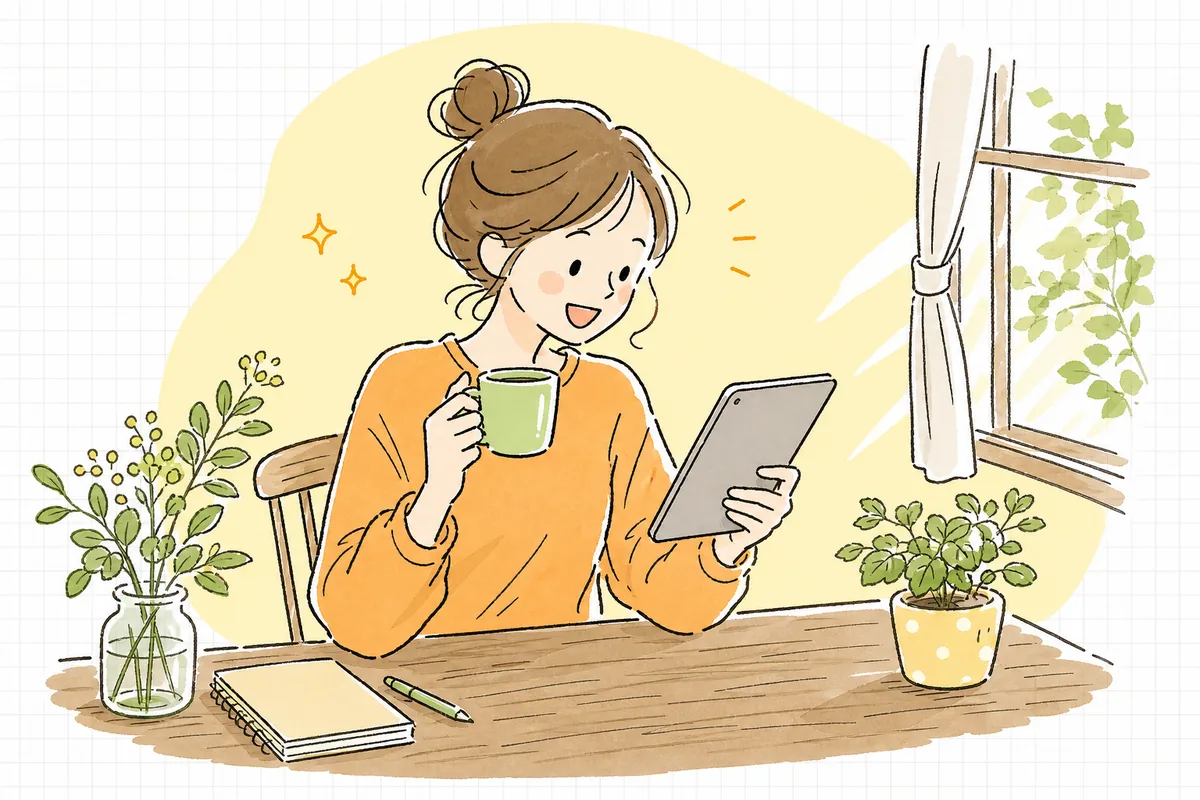 届いたメルマガを笑顔で読み始める読者の様子