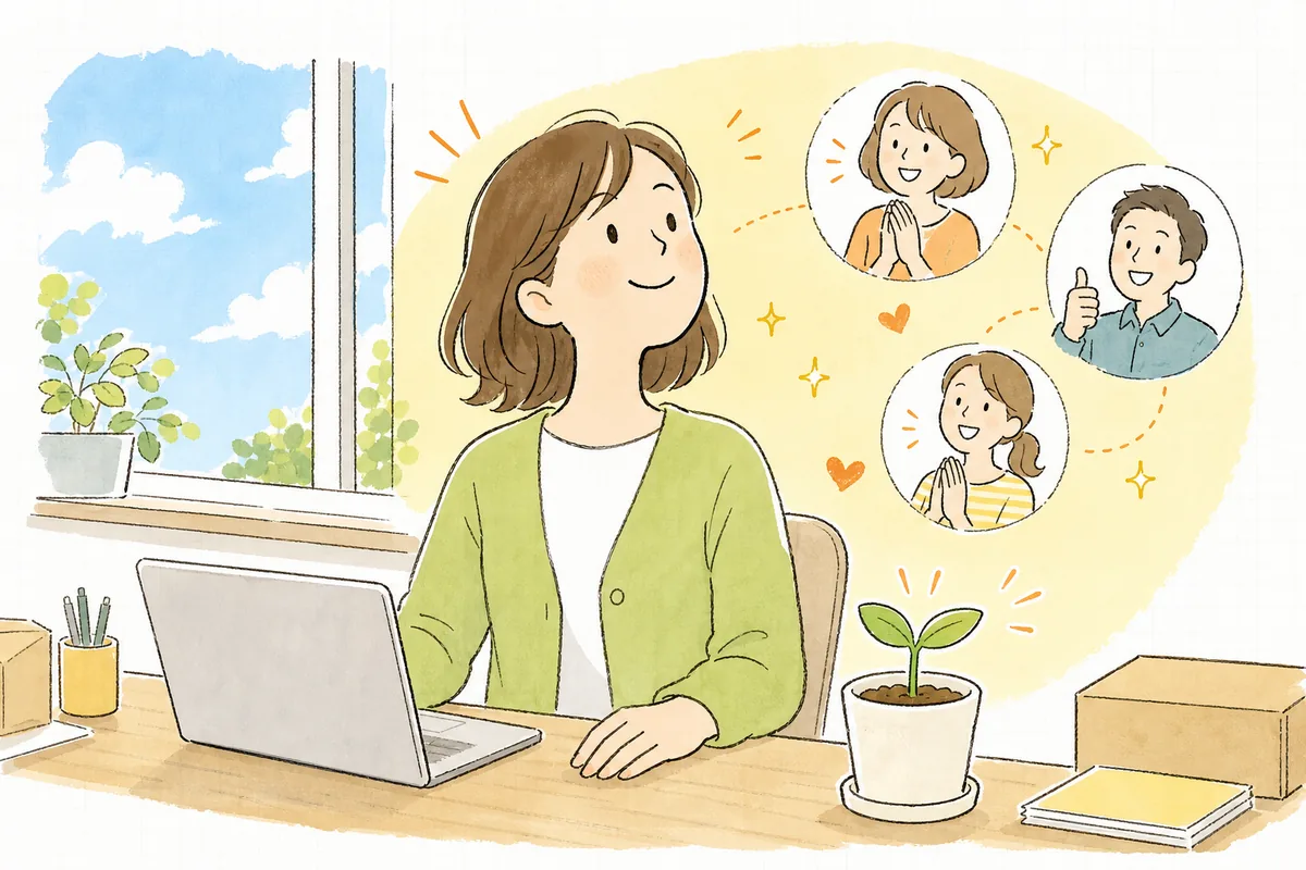 お客さんの声を反映して改善が進み、お店とお客さんの信頼が育っていく明るい様子