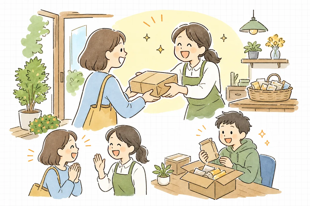二度目の来店をしたお客さんと、それを温かく迎えるEC担当者の様子