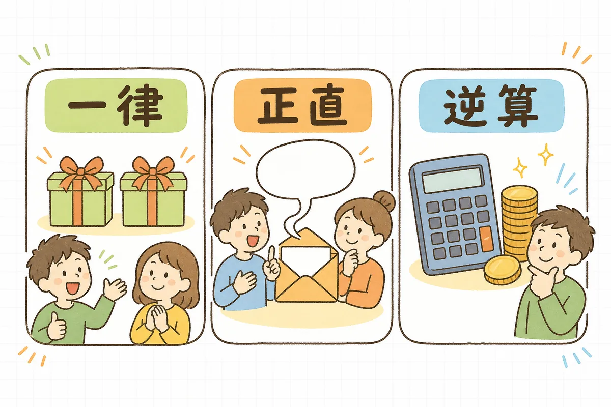 レビュー特典の3原則(評価で差をつけず一律・特典を隠さず正直・原資を利益から逆算)が並んだ図