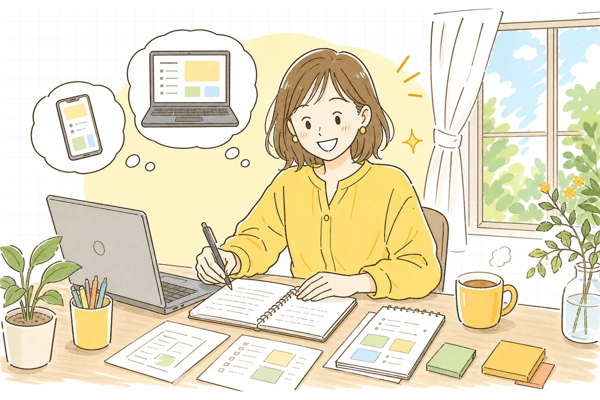 自分で検索して現状を確かめ、「うちは出す・出さない」をすっきり決められて前を向くEC担当者の情景