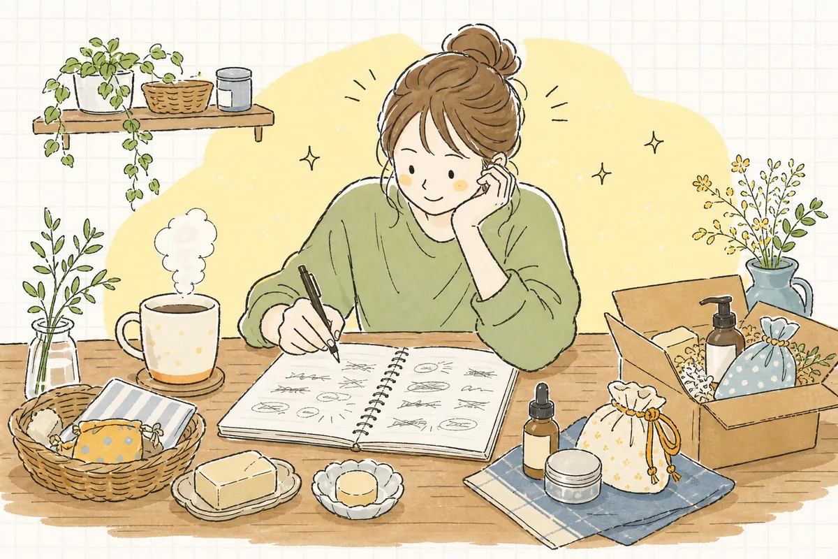 ノートに店名の候補をいくつも書き出しては消し、どれにしようか真剣に悩んでいる開業前の人