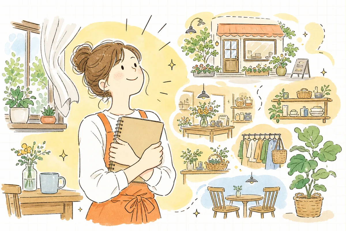 決めた店名のロゴを掲げるように、すっきりした表情で開業に向かって前を向いている人